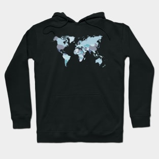 World Map in Blue Hoodie